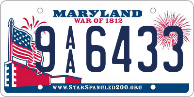 MD license plate 9AA6433