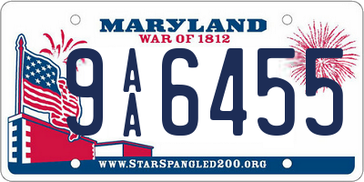 MD license plate 9AA6455