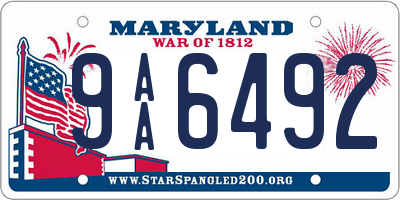 MD license plate 9AA6492