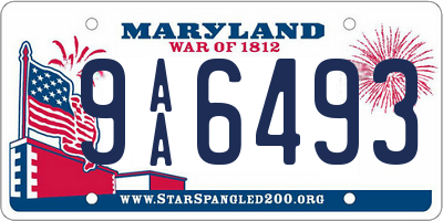 MD license plate 9AA6493