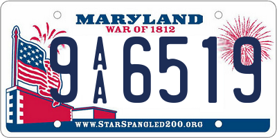 MD license plate 9AA6519