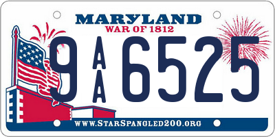 MD license plate 9AA6525