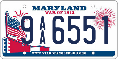 MD license plate 9AA6551
