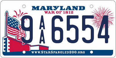MD license plate 9AA6554