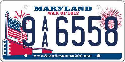 MD license plate 9AA6558