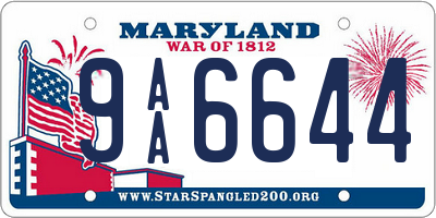 MD license plate 9AA6644