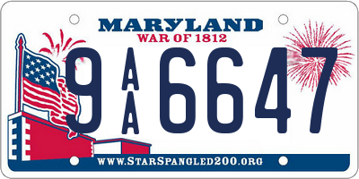MD license plate 9AA6647