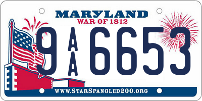 MD license plate 9AA6653