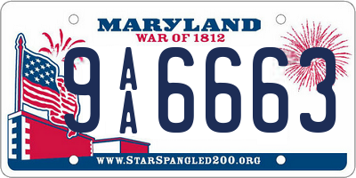 MD license plate 9AA6663