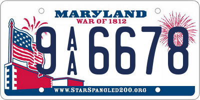 MD license plate 9AA6678