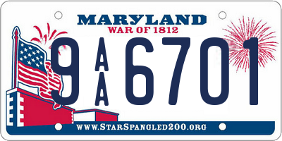 MD license plate 9AA6701