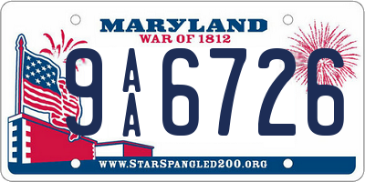 MD license plate 9AA6726