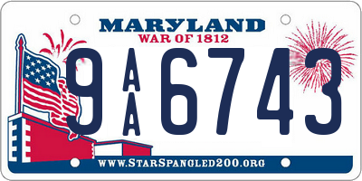 MD license plate 9AA6743
