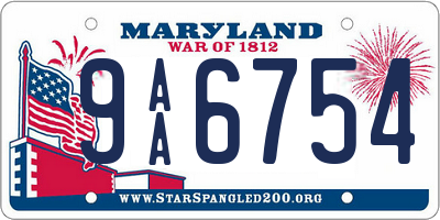 MD license plate 9AA6754