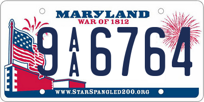 MD license plate 9AA6764