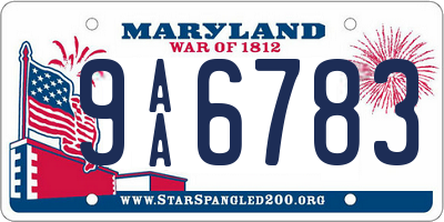 MD license plate 9AA6783
