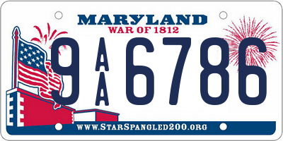 MD license plate 9AA6786