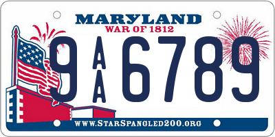 MD license plate 9AA6789