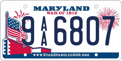 MD license plate 9AA6807