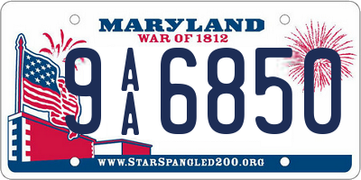 MD license plate 9AA6850