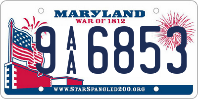 MD license plate 9AA6853