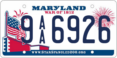 MD license plate 9AA6926
