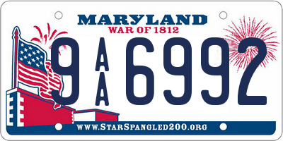 MD license plate 9AA6992