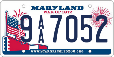 MD license plate 9AA7052