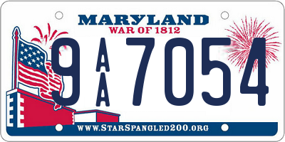MD license plate 9AA7054