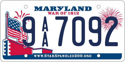 MD license plate 9AA7092