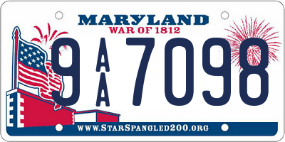 MD license plate 9AA7098