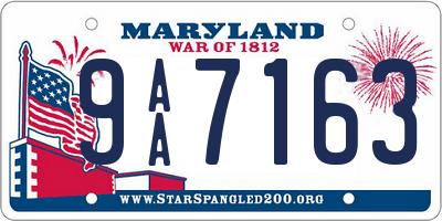 MD license plate 9AA7163