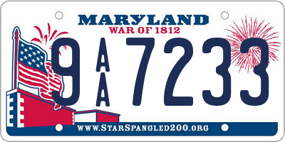 MD license plate 9AA7233
