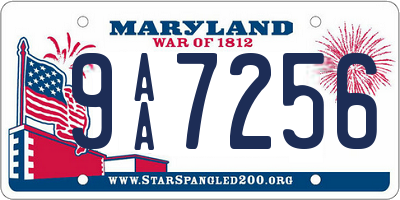 MD license plate 9AA7256