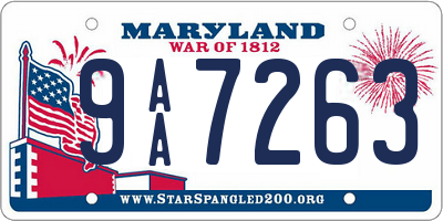 MD license plate 9AA7263