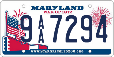 MD license plate 9AA7294