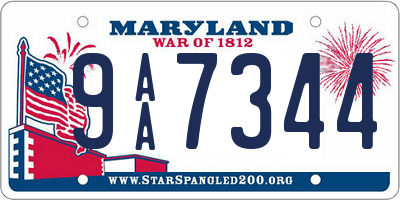 MD license plate 9AA7344