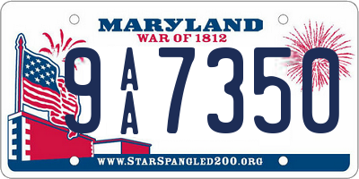 MD license plate 9AA7350