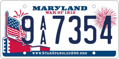 MD license plate 9AA7354