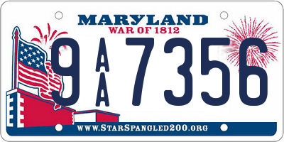 MD license plate 9AA7356