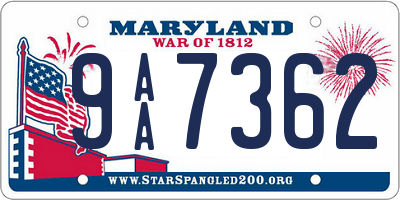 MD license plate 9AA7362