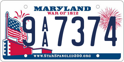 MD license plate 9AA7374