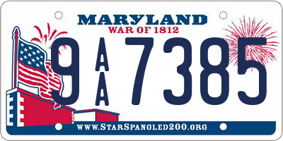 MD license plate 9AA7385