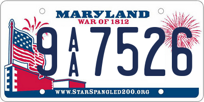 MD license plate 9AA7526