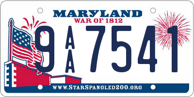 MD license plate 9AA7541