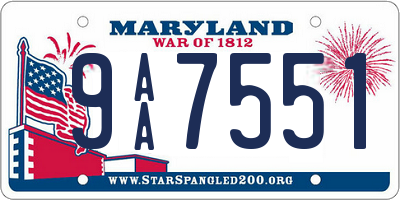 MD license plate 9AA7551