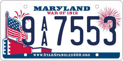 MD license plate 9AA7553