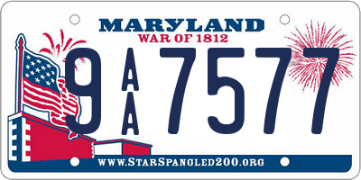 MD license plate 9AA7577