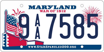MD license plate 9AA7585