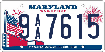 MD license plate 9AA7615